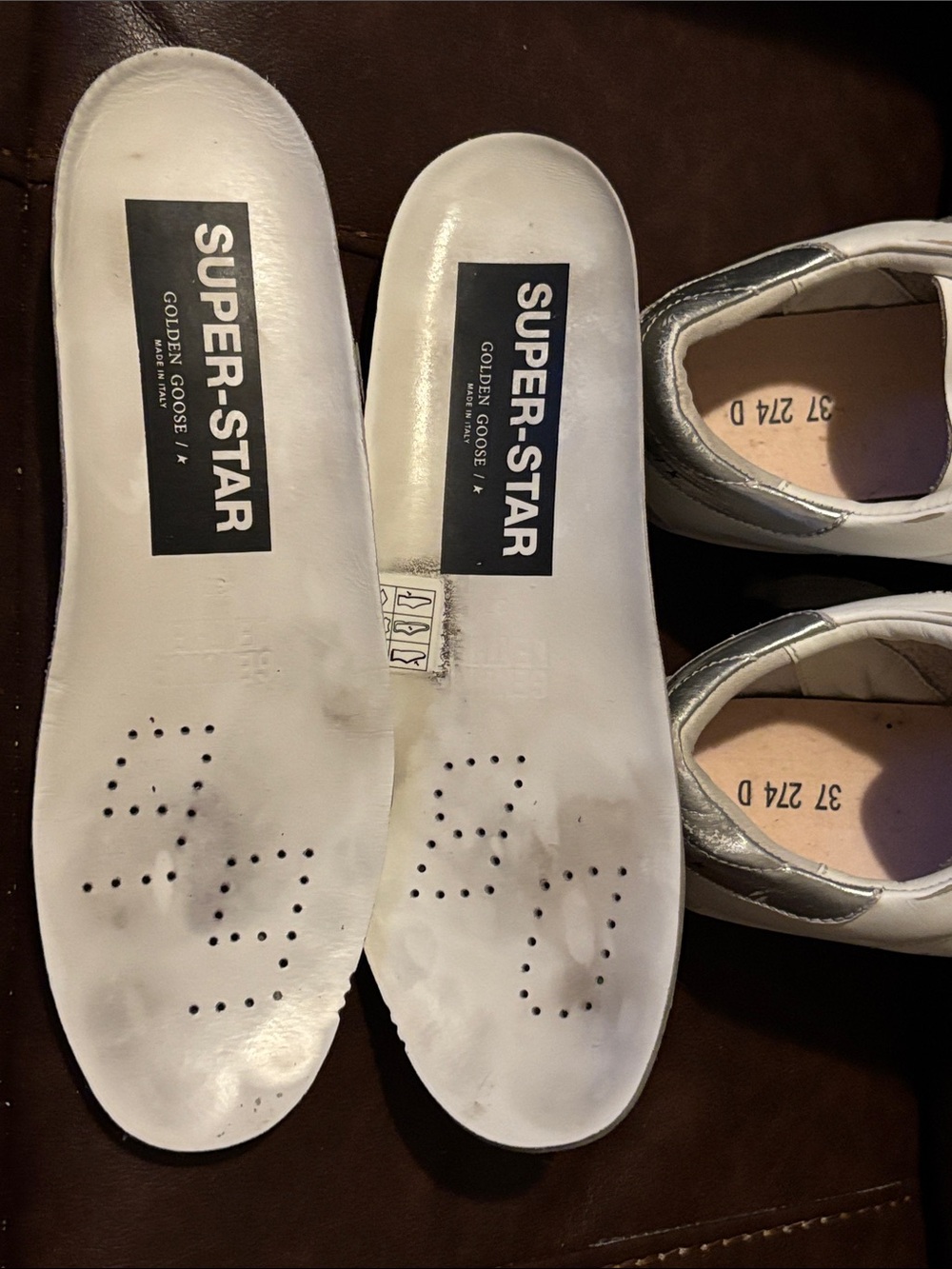 Golden Goose White Sneakers with Gray Star Accent - Picture 10 of 13